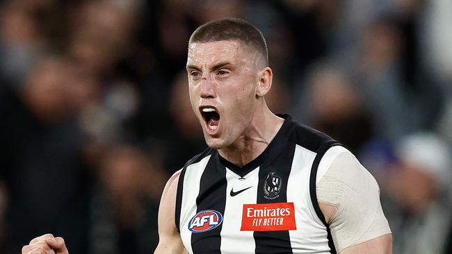 Darcy Cameron enjoys a goal. Picture: Michael Willson/AFL Photos via Getty Images