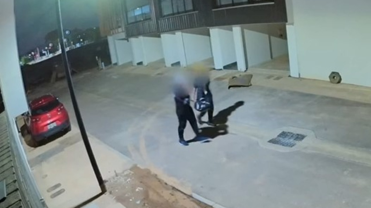 CCTV footage allegedly shows two people who stole a car at Tonsley, one of whom was arrested. Picture: 7NEWS