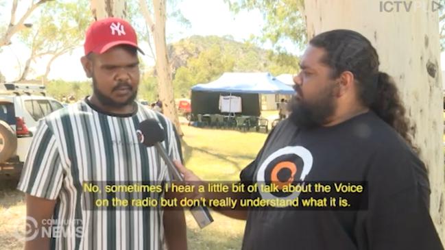 ICTV journalist Damien Williams visited an Indigenous community and asked resident Kevin Malthouse his understanding of the voice to parliament. Source: ICTV