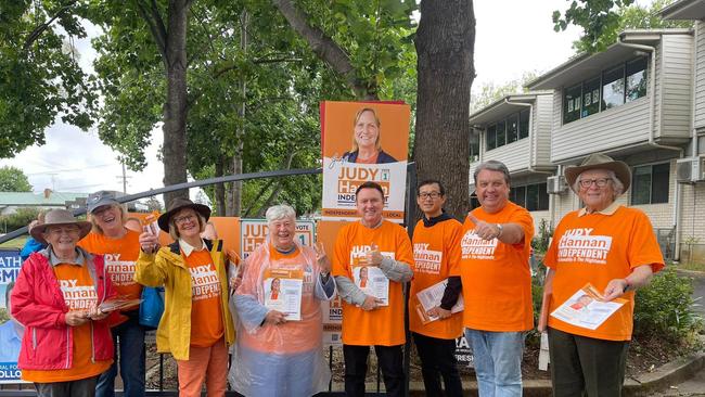 Judy Hannan’s supporters campaigning on election day. Picture: supplied/Facebook