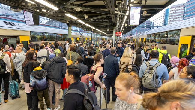 Train delays at Central Station. Picture: Thomas Lisson