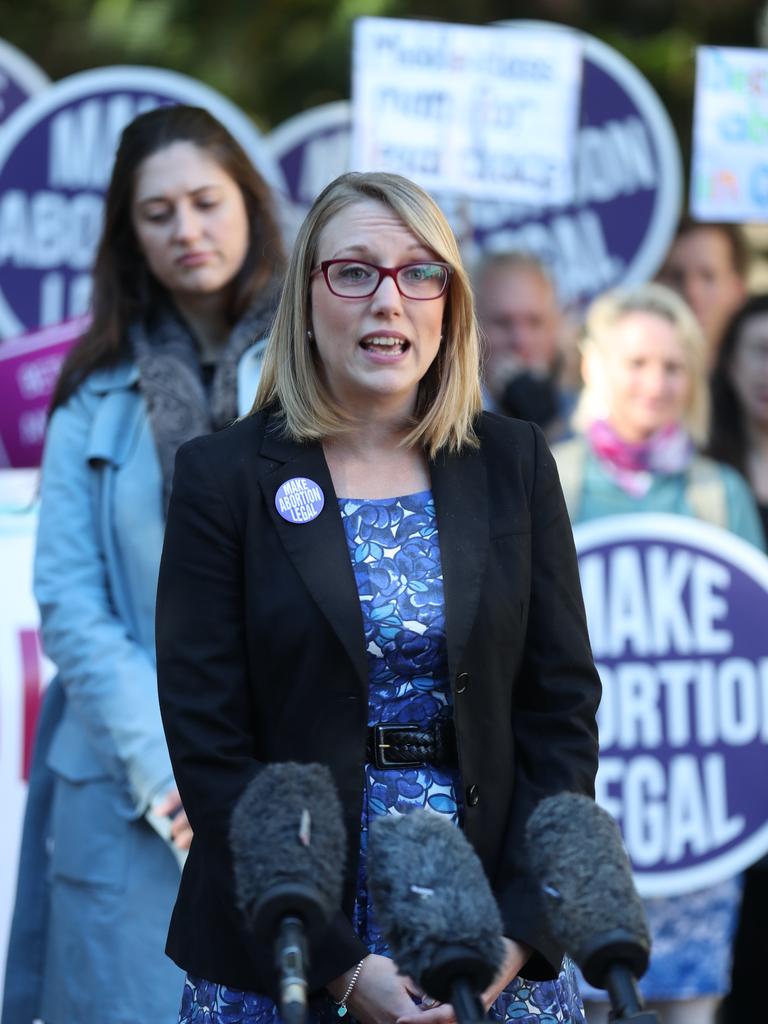 Daile Kelleher with Women’s rights campaigners outside parliament. Pic Annette Dew