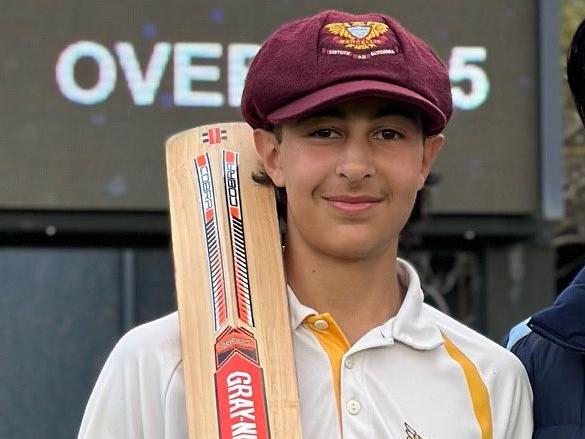 Marcellin's Jett Mikedis following his hundred to start the AGSV cricket season. (Picture: MarcellinSport Twitter)