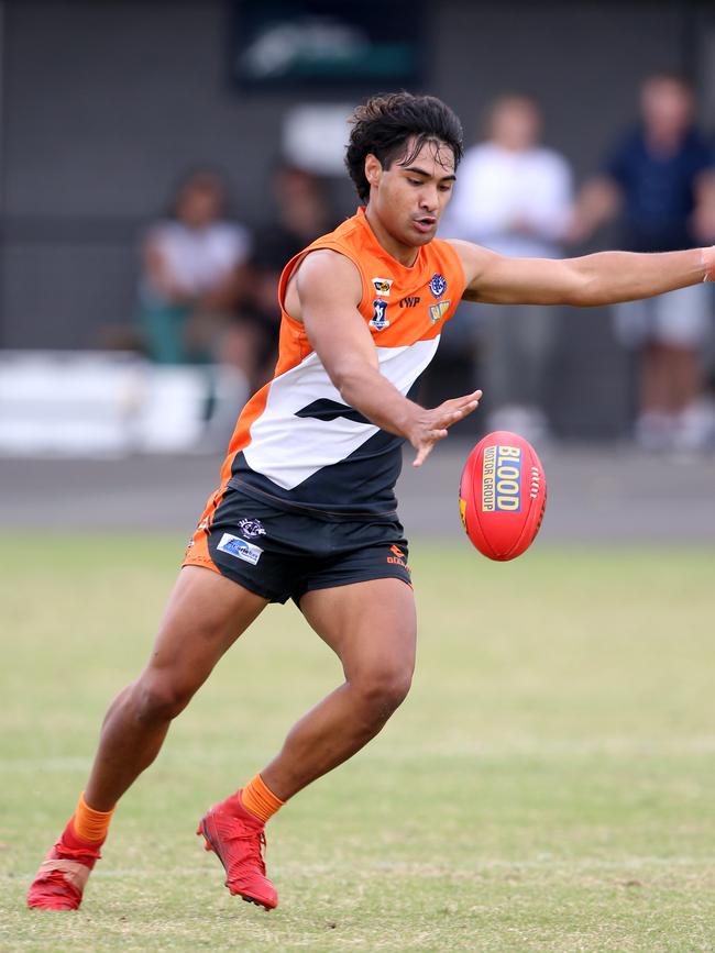 GFL: Geelong West Giants v Grovedale. Geelong West's Phillip Moimoi. Picture: Mike Dugdale