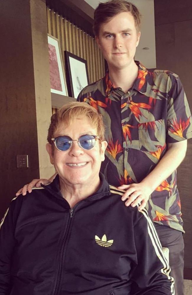 Elton John with his tour opening act Tate Sheridan. Picture: Tate Sheridan/Facebook