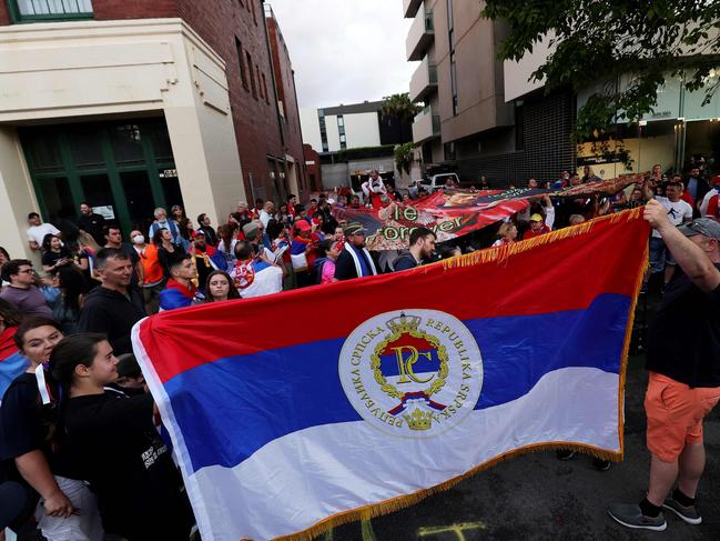 Supporters of Serbia's Novak Djokovic in Melbourne. Picture: AFP