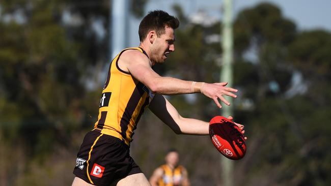 Dallas Willsmore, left, in action for Box Hill. Picture: AAP Image/James Ross 