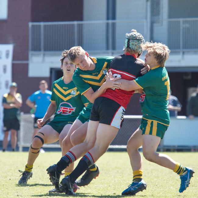 Ignatius Park College and Kirwan State High School teams take on St Brendanâ€™s College Yeppoon teams in Queensland state rugby league semi finals at Mackay on Wednesday, August 24, 2022.