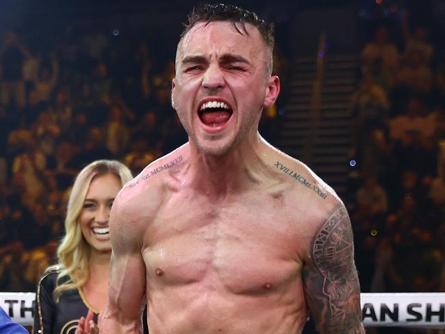 Goodman celebrates his upset win over Ra’eese Aleem. Picture: Chris Hyde/Getty Images