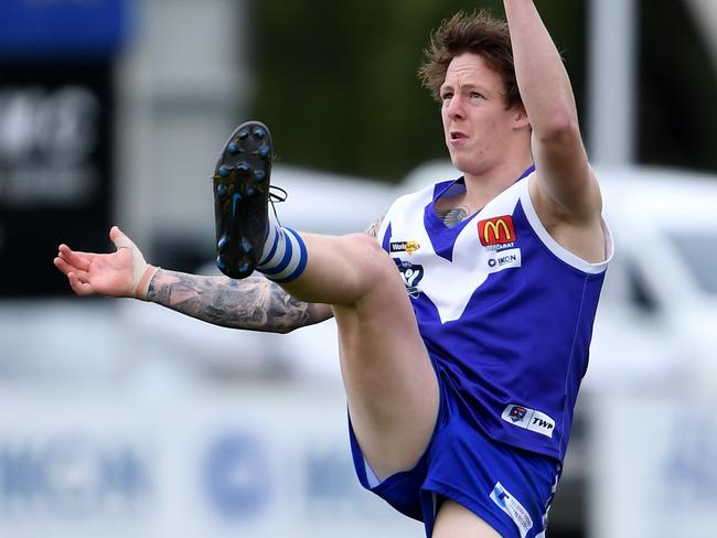 Alec Goodson in action during the Ballarat FL Sunbury v Darley football match in Sunbury, Saturday, Aug. 3, 2019. Picture: Andy Brownbill