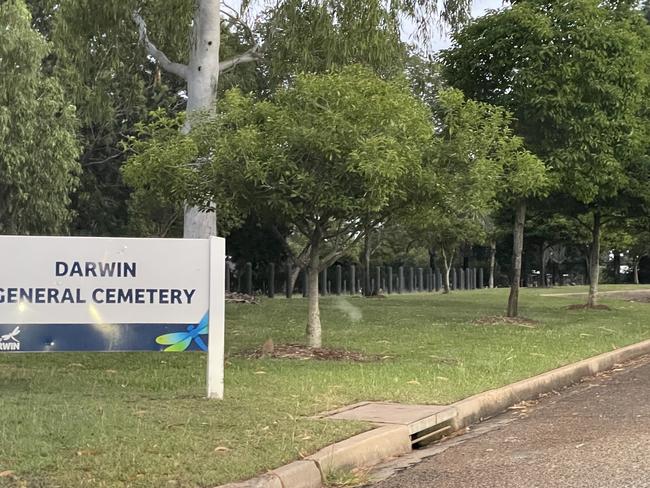 The entrance to Darwin General Cemetery.