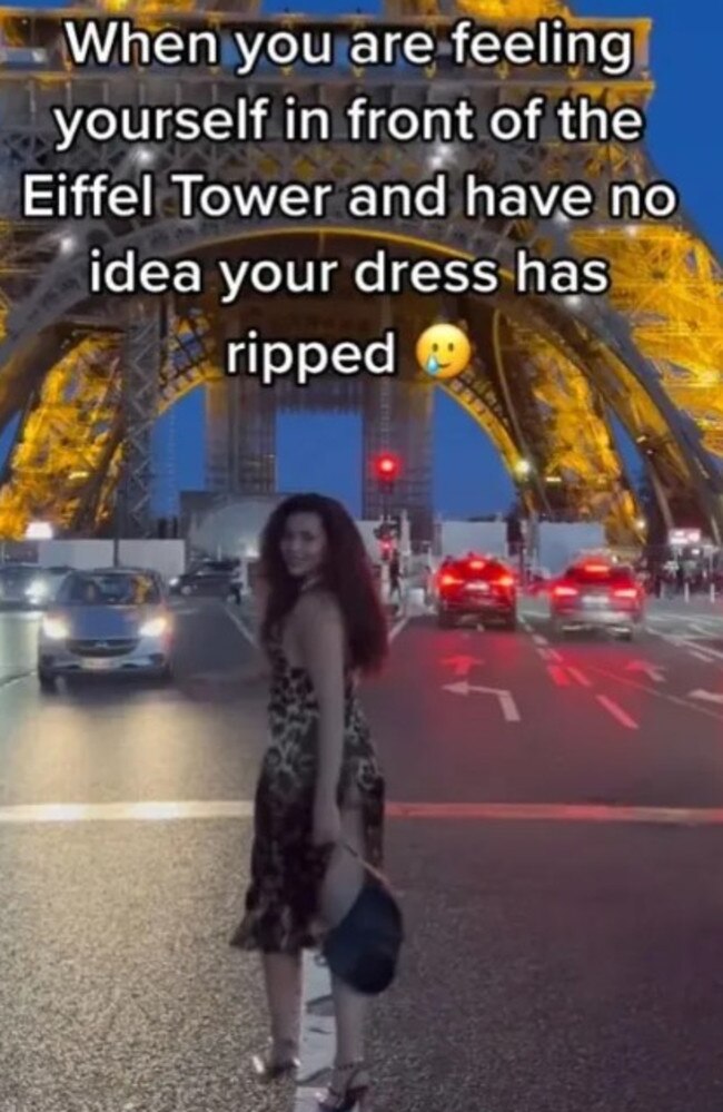 The back of her dress was split. Picture: TikTok/orianafindlay