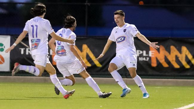 Ninko Beric celebrates a goal for Comets. His move to FK Beograd is one of the biggest of the 2022 season. Picture: Adam Butler