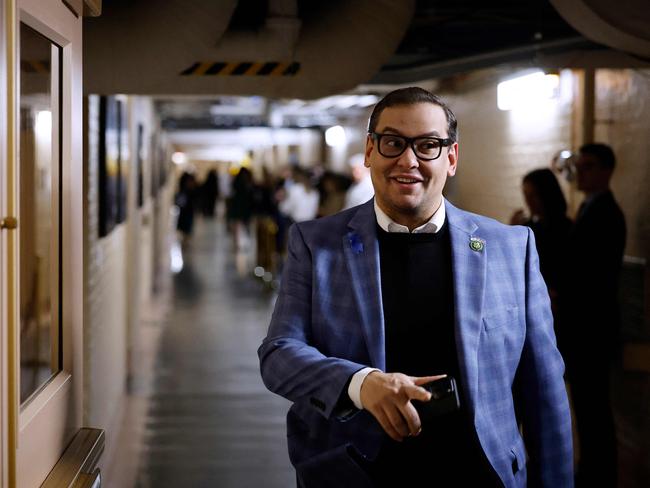 WASHINGTON, DC - NOVEMBER 07: Rep. George Santos (R-NY) arrives for the weekly House Republican conference meeting in the basement of the U.S. Capitol on November 07, 2023 in Washington, DC. Republican members of Congress are gathering to discuss the possibility of a budget continuing resolution as the November 17 government shutdown deadline looms.   Chip Somodevilla/Getty Images/AFP (Photo by CHIP SOMODEVILLA / GETTY IMAGES NORTH AMERICA / Getty Images via AFP)