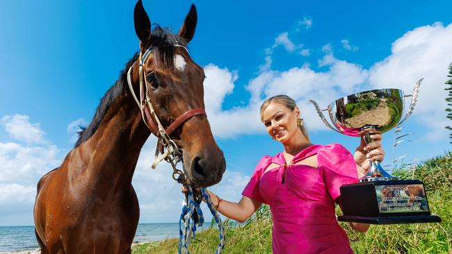 Kiaarn Dickens with BillyÃs Bro pictured at Beachmere ahead of the TAB Mooloolaba Cup, 16th Nov 2024.  Photo: Josh Woning/J&A Photography