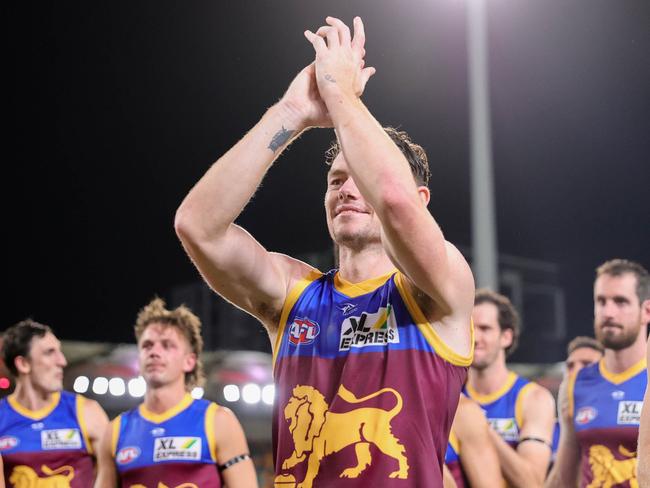 Lachie Neale is set to overcome an ankle injury to play on Friday night. Picture: Russell Freeman/AFL Photos via Getty Images