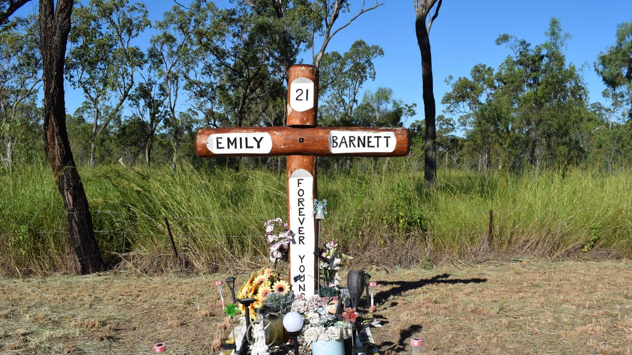 Emily Barnett's memorial on the side of the Bruce Highway at Midgee. Picture: Aden Stokes