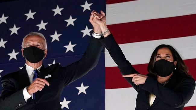 Joe Biden and Kamala Harris in Wilmington, Delaware. Picture: AFP.