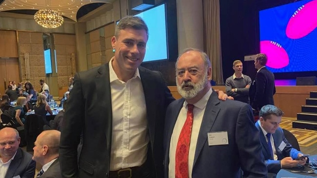 Roderic Lindquist (right) with former Richmond AFL player Matthew Richardson. Picture: Facebook