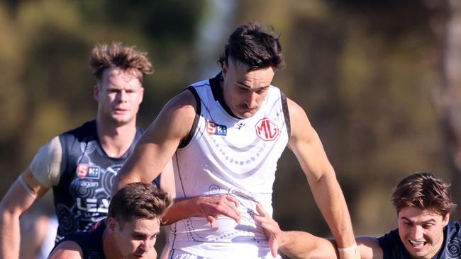 SANFL - South v Port Ivan Soldo wins the centre clearance Picture: Cory Sutton