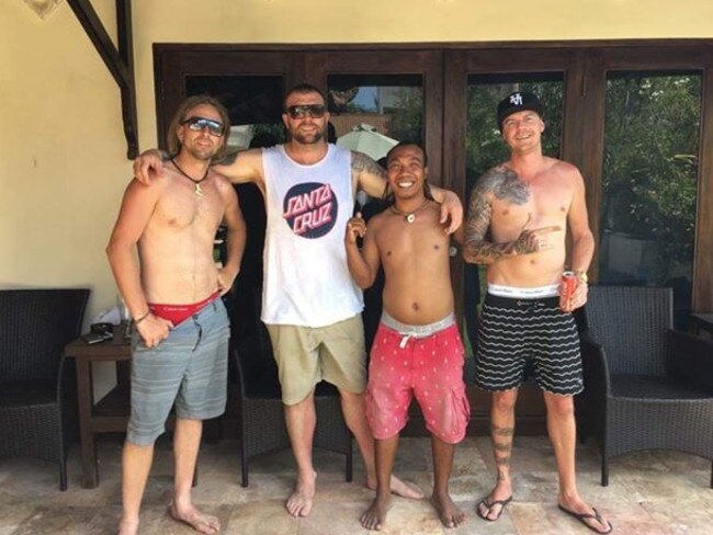 Chris 'Langers' Langridge, pictured second from the left, has been remembered as a man with a constant smile on his face who would do anything for a mate. Picture: Supplied