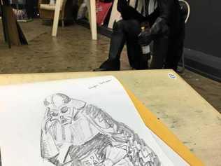 A sketch by Kerri-Anne Mesner from a Life Drawing session where the model wore a Darth Vader costume. Picture: Kerri-Anne Mesner