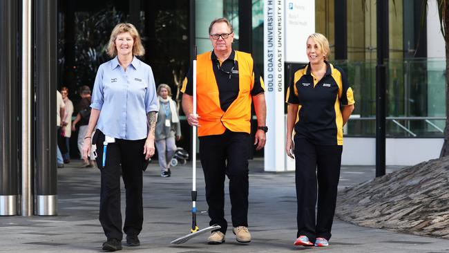 Gold Coast Health Employees Lisa Hanson, John Beecher and Tina Northover at The Gold Coast Hospital. Photograph: Jason O'Brien