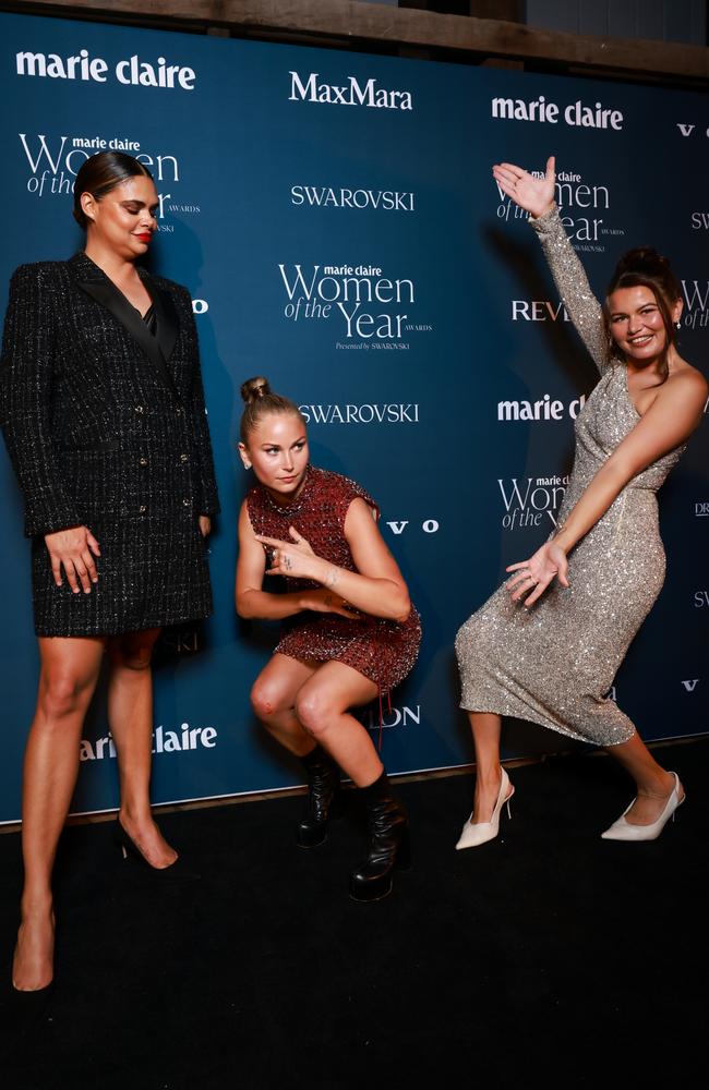 Samantha Harris, Grace Tame and Vanessa Turnbull-Roberts. Picture: Hanna Lassen/Getty Images