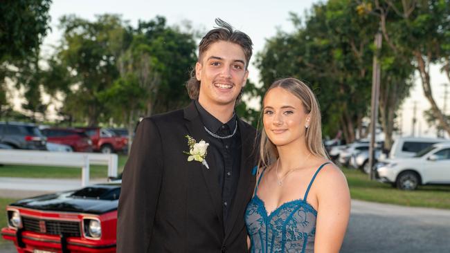 Declan Harch and Amber-Lee Davidson at Mackay State High School formal 2022.Picture: Michaela Harlow