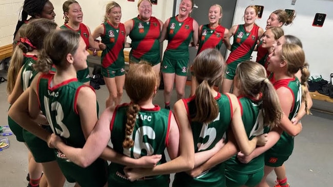 The Sandgate Hawks enjoy a recent win.