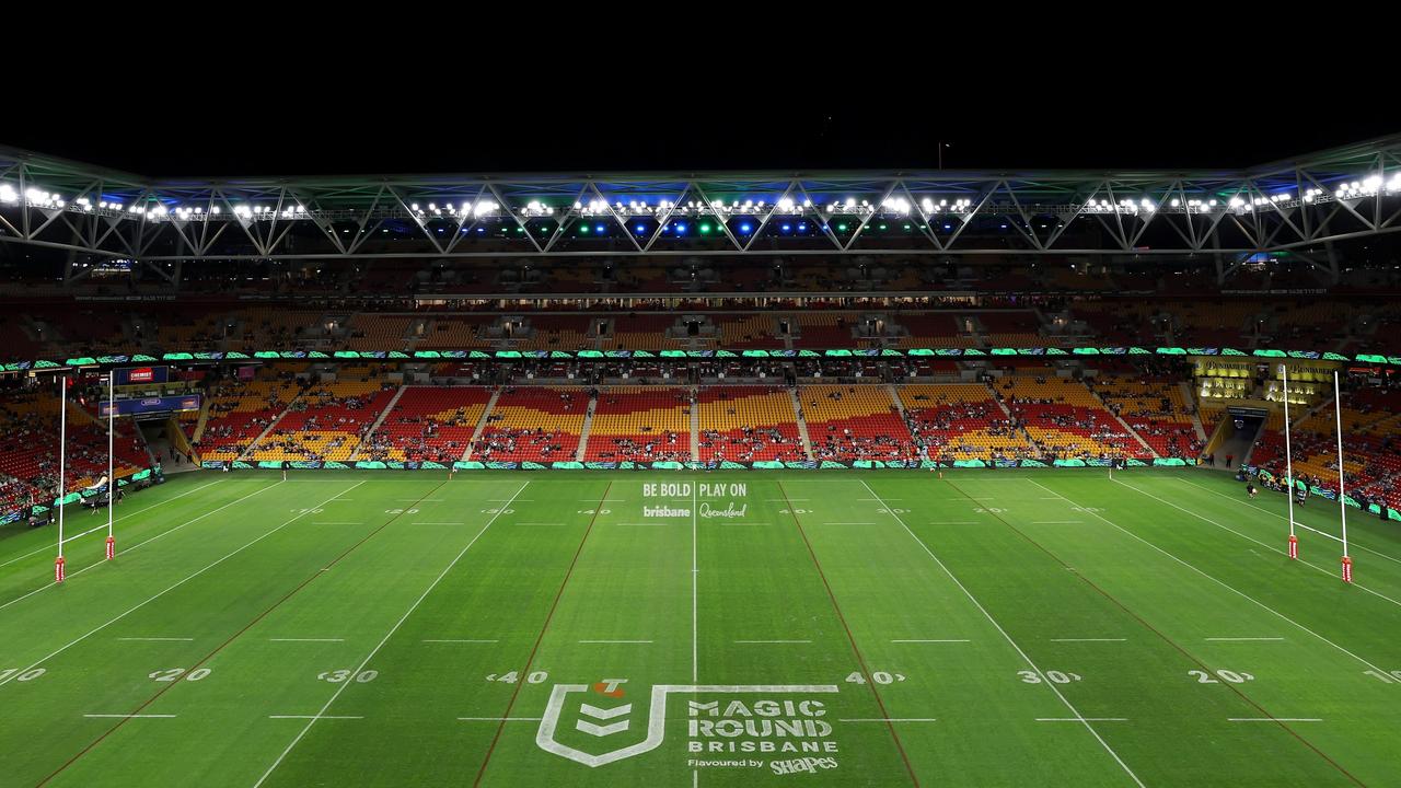 He suggests that technology can be used to maintain sports grounds and mitigate weather damage, pointing to the immense strain put on Suncorp Stadium during the NRL’s Magic Round. Picture: Hannah Peters/Getty Images