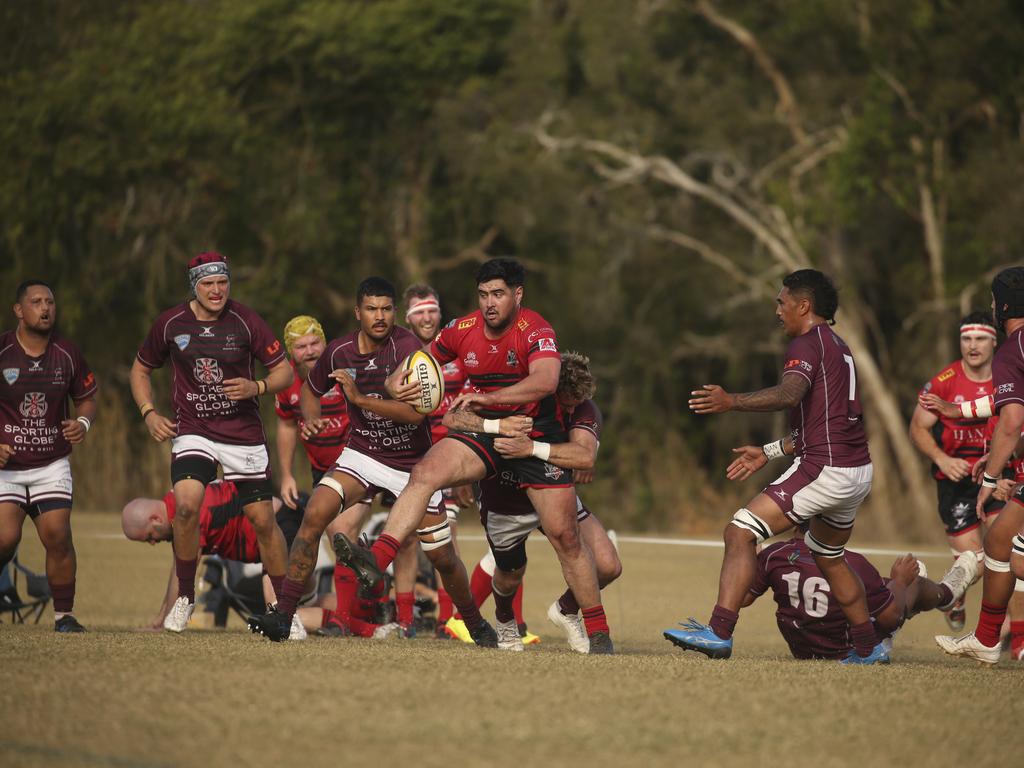 GCDRU major semi final between Colleges Knights and Nerang Bulls. Picture: Glenn Campbell