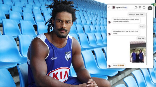 Canterbury Bulldogs winger Jayden Okunbor and the schoolgirl Instagram exchange.