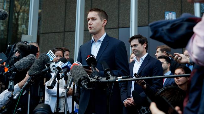 Managing Director of Nine Publishing, James Chessell, addresses media after the judgment in Ben Roberts Smith v Nine. Picture: NCA NewsWire / Nikki Short