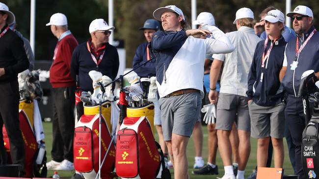 ADELAIDE, AUSTRALIA - APRIL 19: Cameron Smith, captain of Team Ripper on the driving range during a practice round ahead of LIV Golf Adelaide at The Grange Golf Club on April 19, 2023 in Adelaide, Australia. (Photo by Sarah Reed/Getty Images)