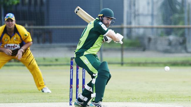 Rovers' Marcus Berryman bats in the Cricket Far North 40 overs match between the Cairns Rovers and Norths, held at Griffiths Park, Manunda. Picture: Brendan Radke