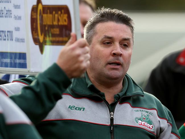 EFL (Division 3) footy: The Basin v Templestowe.The Basin coach Justin Stantin.Picture: Stuart Milligan