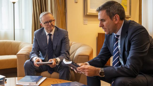 Anthony Albanese with Treasurer Jim Chalmers. Picture: NCA NewsWire / Martin Ollman