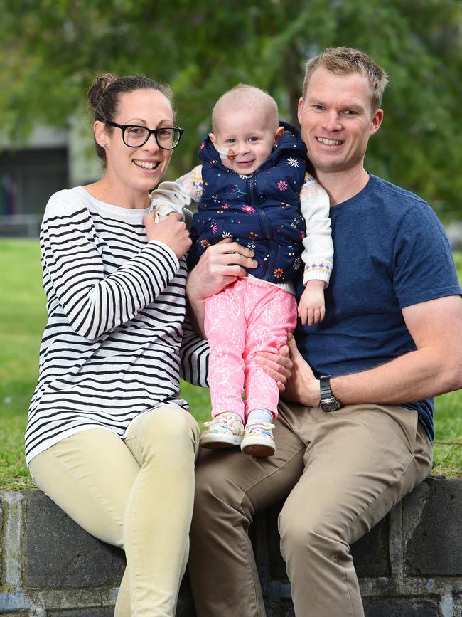 Rob, Jacqui Oakley, with their darling daughter Eleanor, are facing every parent’s worst nightmare. Picture: JOSIE HAYDEN