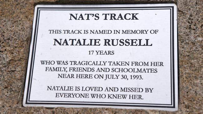 The plaque on Nat’s Track. Picture: Wayne Taylor