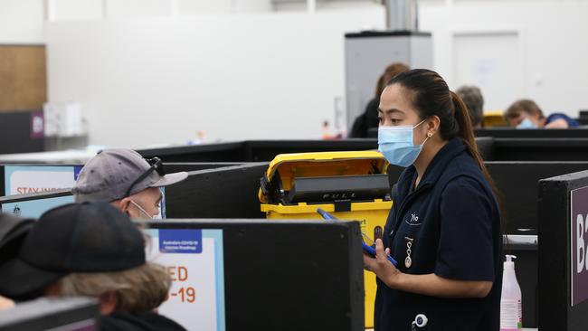 Set for a vaccine at Barwon Health's old Ford site hub. Picture: Alan Barber