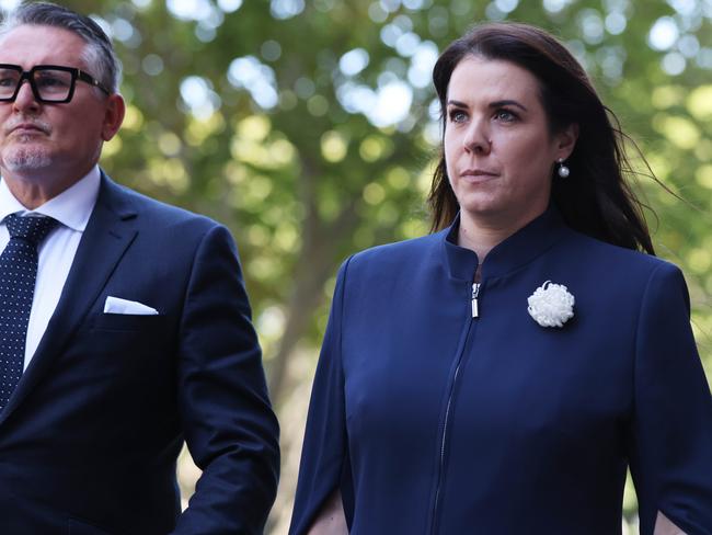 Emma Roberts-Smith, the ex wife of SAS soldier, Ben Roberts-Smith leaves the Federal Court. Picture: NCA NewsWire / David Swift