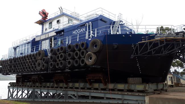 The fully automated Hogan is being billed as the most hi-tech feed barge in the southern hemisphere.