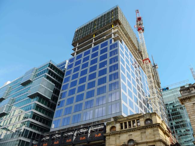 The topping out ceremony of the GPO Exchange building, Friday, March 22, 2019. (AAP Image/Brenton Edwards)