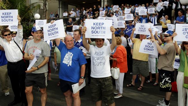 Kangaroos fans rally outside Dallas Brooks Hall in 2007.