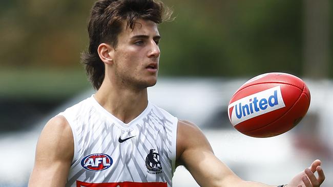 Father-son recruit Nick Daicos has stepped straight in the Magpie midfield. Picture: Daniel Pockett/Getty Images