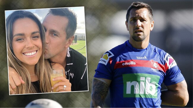 Mitchell Pearce and his fiancee Kristin Scott.