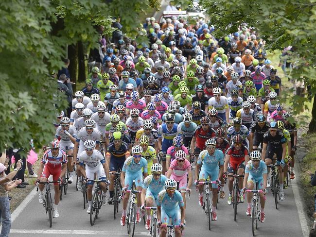 The Giro field last year with Italy's's Vincenzo Nibali, centre, wearing the pink jersey.