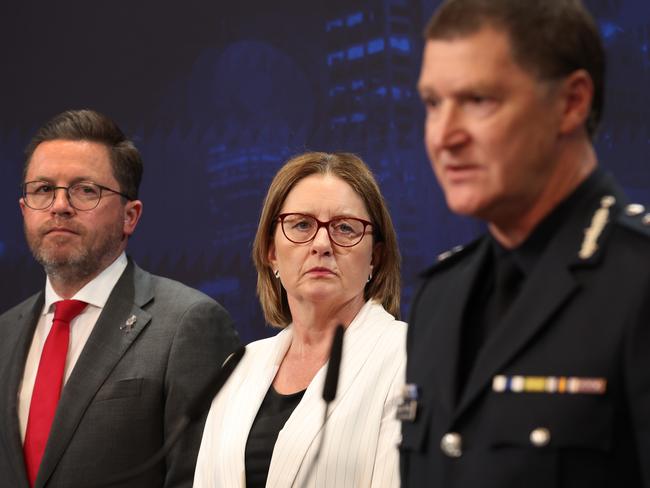 Chief Commissioner Shane Patton will provide an update on the fire at a Ripponlea with AFP Deputy Commissioner Krissy Barrett and Premier Jacinta Allan.  Premier Jacinta Allan with Anthony Carbines. Minister for Police and Chief Commissioner Shane Patton.                                                             Picture: David Caird