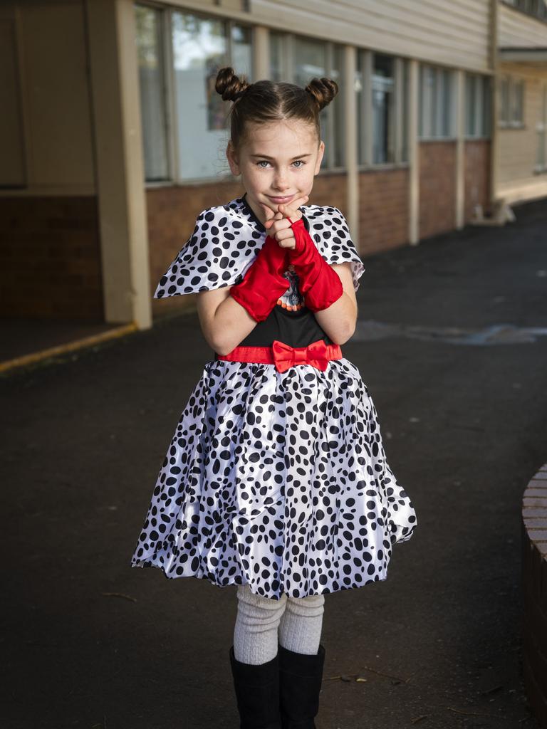 Maddison Lonergan as Cruella de Vil for Book Week at Rangeville State School, Friday, August 25, 2023. Picture: Kevin Farmer